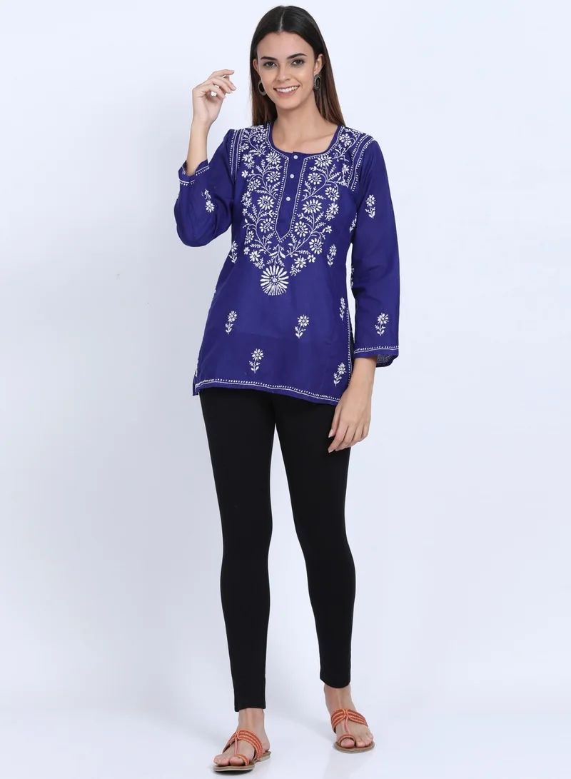Alaya Women Hand Embroidered Chikankari Cotton Kurti-ALSTV115