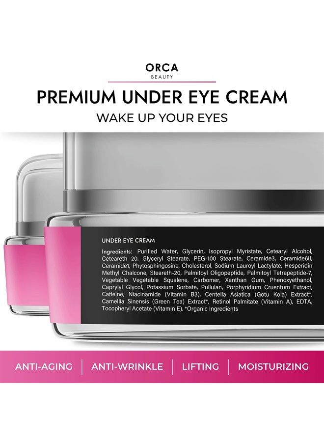 Orca Beauty Under Eye Cream for Dark Circles And Puffiness, Caffeine Eye Cream for Wrinkles - Eye Cream Anti Aging for Puffiness and Bags Under Eyes, Eye Wrinkle Cream to Prevent Fine Lines & Crows Feet (0.5oz) - Image 2