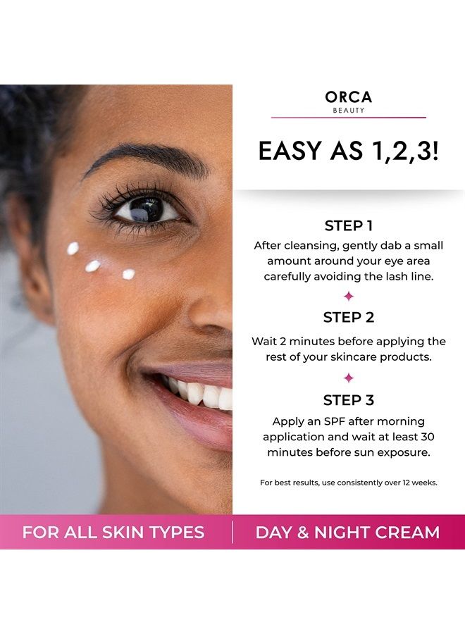 Orca Beauty Under Eye Cream for Dark Circles And Puffiness, Caffeine Eye Cream for Wrinkles - Eye Cream Anti Aging for Puffiness and Bags Under Eyes, Eye Wrinkle Cream to Prevent Fine Lines & Crows Feet (0.5oz) - Image 5
