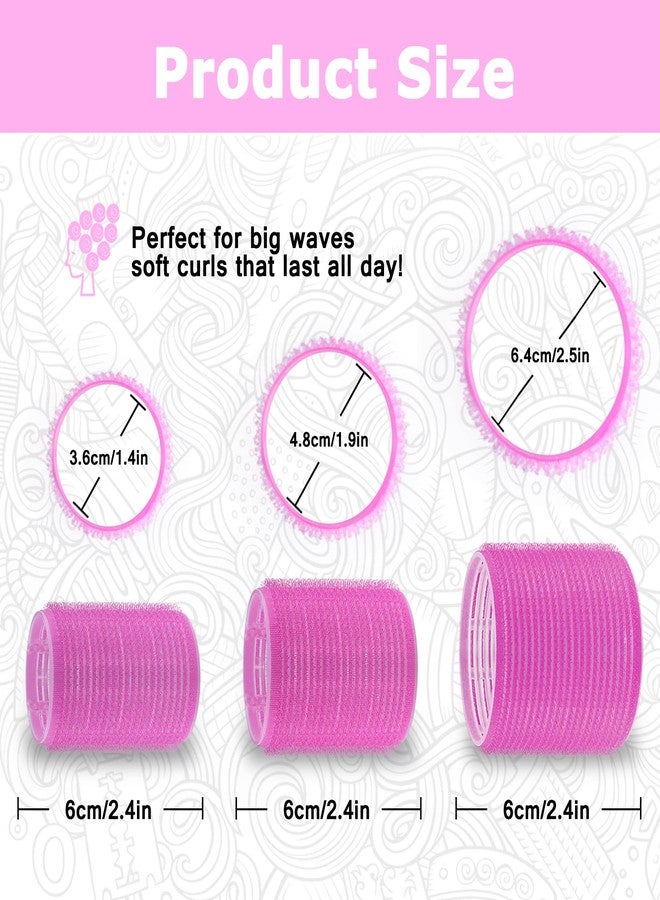 Sungenol Self grip hair roller set,18 pcs,Hair rollers with hair roller clips and comb,Salon hairdressing curlers,DIY Hair Styles, Sungenol 3 Sizes Rose red Hair Rollers in 1 set - Image 2