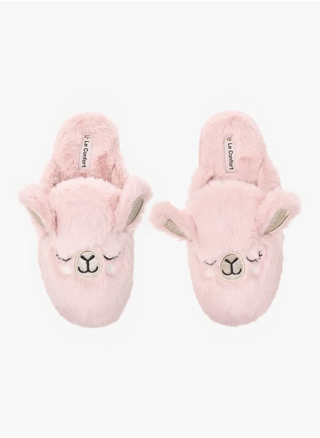 لو كونفورت Womens Ear Applique Bedroom Mules