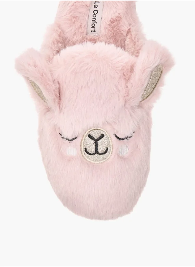 لو كونفورت Womens Ear Applique Bedroom Mules