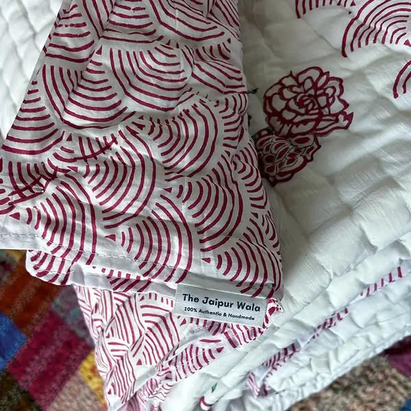THE JAIPUR WALA THE JAIPUR WALA Organic Mulmul Cotton Quilt Rose  - Image 2