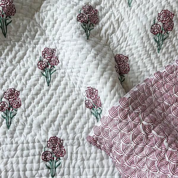 THE JAIPUR WALA THE JAIPUR WALA Organic Mulmul Cotton Quilt Rose  - Image 4