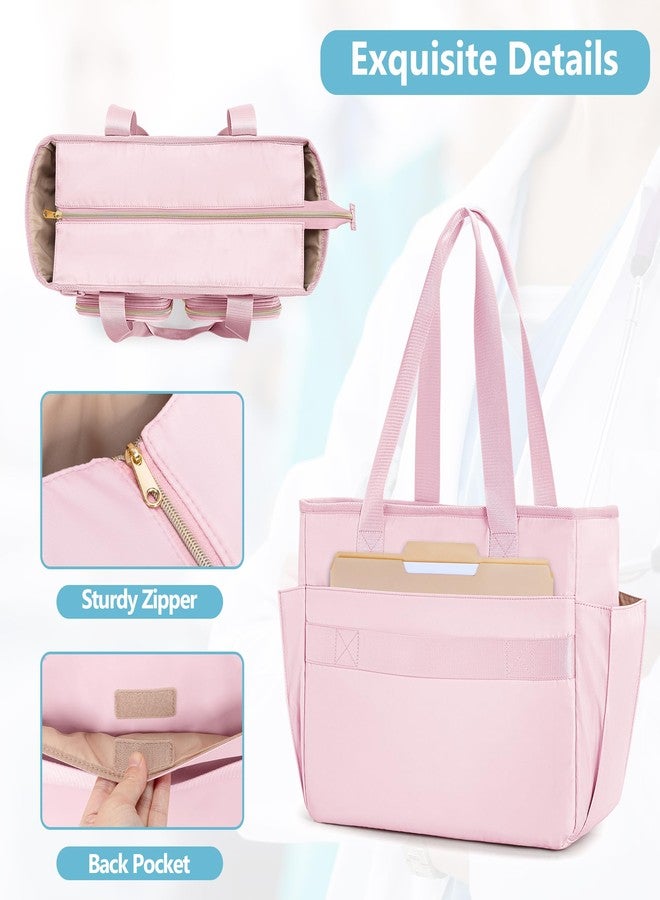 Prokva Nurse Tote Bag Clinical Bag Empty, Large Nurse Bag for Work fits 15.6" Laptop for Medical Assistants, Home Healthcare, Travel, Pink - Image 4