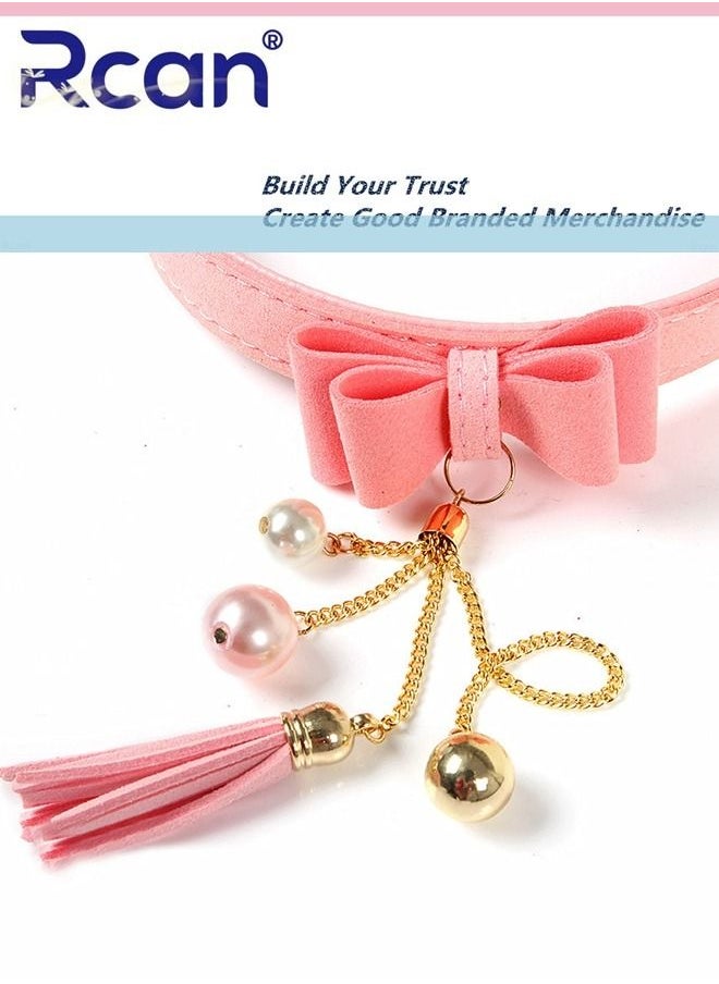 Rcan - PU Leather Rock Punk Style Necklace Adjustable Neck Strap with Chain Choker for Women Bow Tie Tassel Neck Ornament for Club Festival Party - Image 1