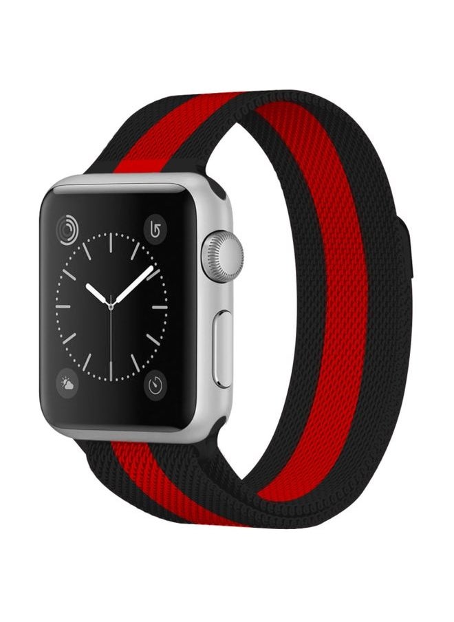 Generic - Replacement Strap For Apple Watch Series 9&8&7 41mm / SE 3&SE 2&6&SE&5&4 40mm / 3&2&1 38mm Milanese Loop Magnetic Stainless Steel Watch Band Black Red - Image 1