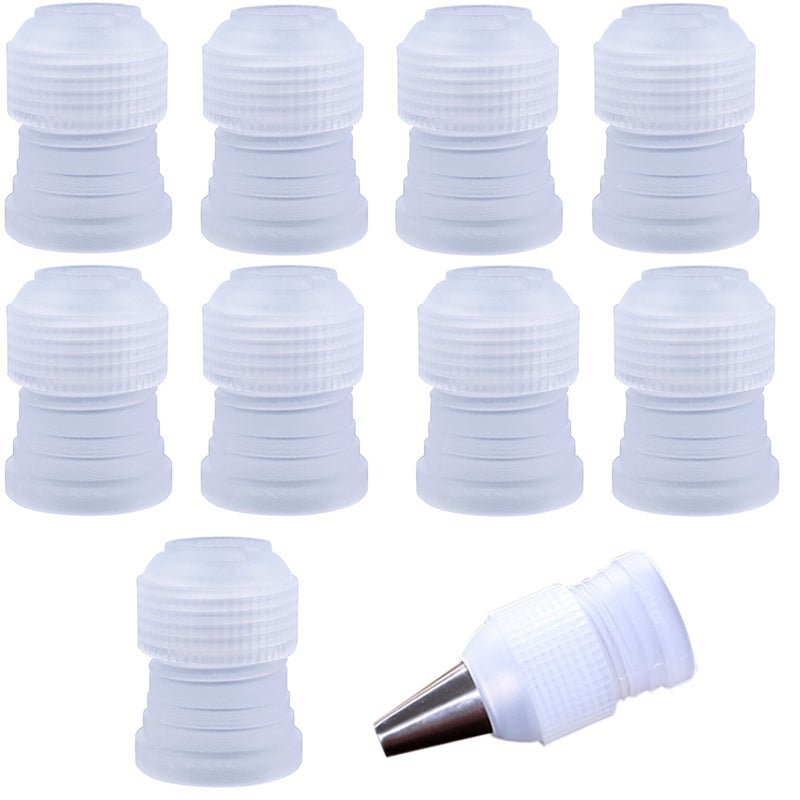 BronaGrand 10pcs Plastic Standard Couplers Pipe Tip Coupler Cake Decorating Couplers for Icing NozzlesWhite