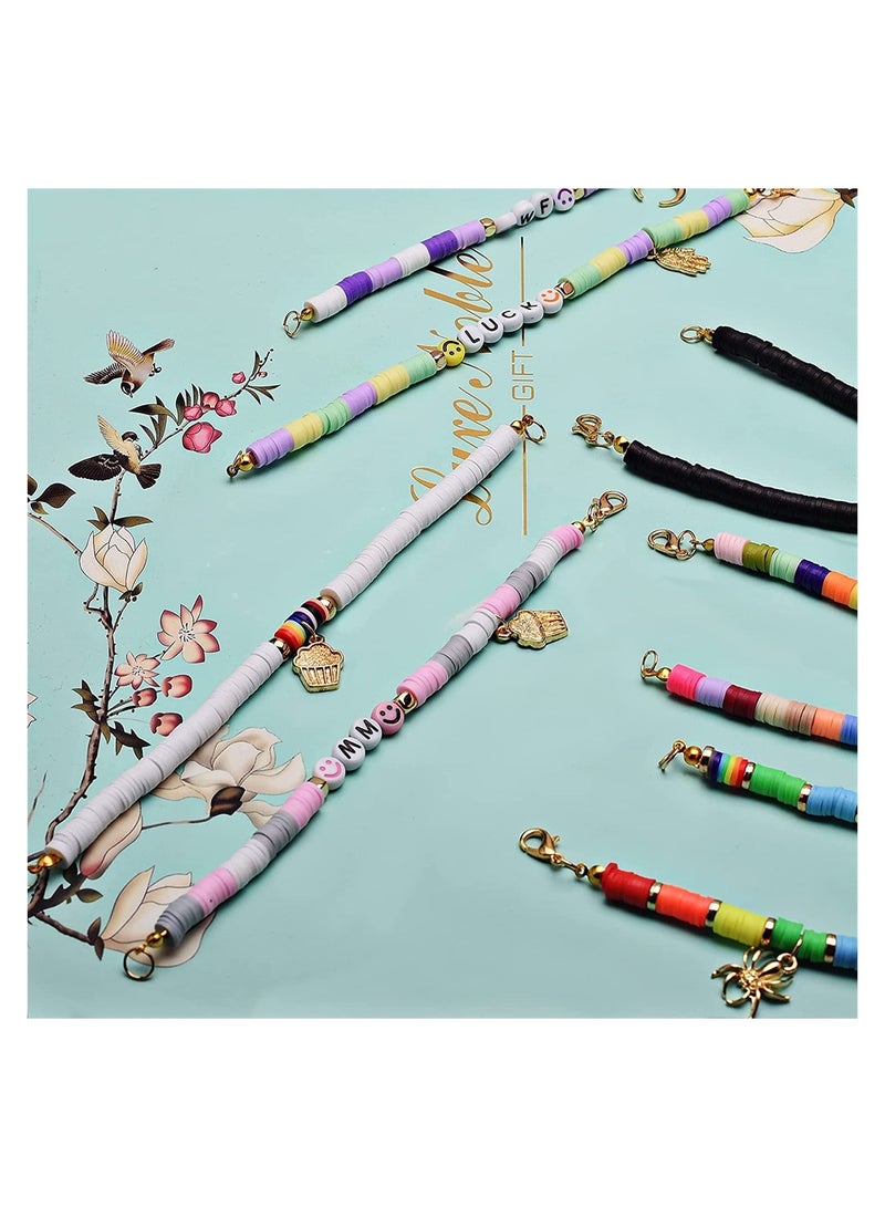 SYOSI 4800 Pcs Heishi Beads 6 mm, Polymer Clay Beads, Flat Round Beads for DIY Jewelry Making, Preppy Disc Beads with Elastic Cord for Bracelets Earring Necklaces, 24 Rainbow Colors  - Image 5