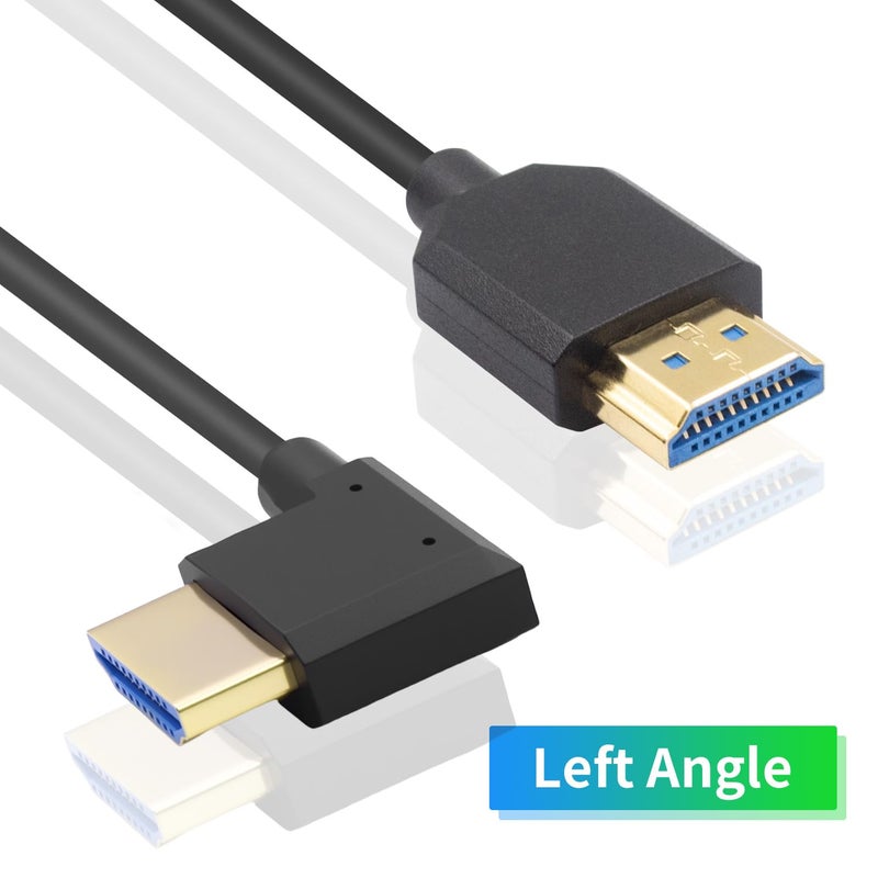 دوتك كابل HDMI بزاوية 90 درجة من بطول 1 قدم، 48Gbps، كابل HDMI 2.1 قصير بزاوية يسرى، نحيف ومرن وفائق النحافة متوافق مع أجهزة الكمبيوتر والشاشات وأجهزة التلفاز وPS5 وXbox والكمبيوتر - Image 2