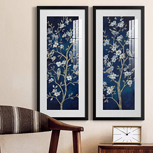 Renditions Gallery Nature Canvas Wall Art Paintings & Prints Gold Stem Indigo Spring Botanical Modern Canvas Decor for Bedroom Dining Living Room Office Home Kitchen Wall Hanging Pictures - 12"x28" - Image 5