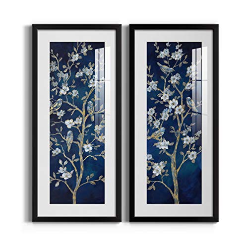 Renditions Gallery Nature Canvas Wall Art Paintings & Prints Gold Stem Indigo Spring Botanical Modern Canvas Decor for Bedroom Dining Living Room Office Home Kitchen Wall Hanging Pictures - 12"x28" - Image 1