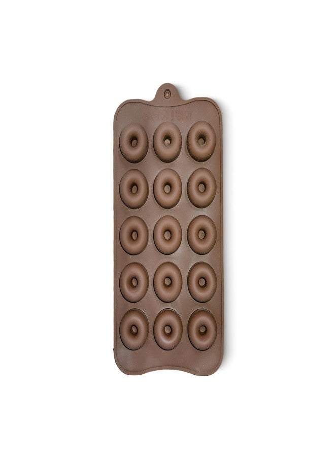 HS WORLD OF HORECA ESSENTIALS HS Small Donut Silicone Mould, Non-Stick Food Grade Silicone Mould for Chocolate, Candy, Jelly & Ice Cube (Brown) - Image 1
