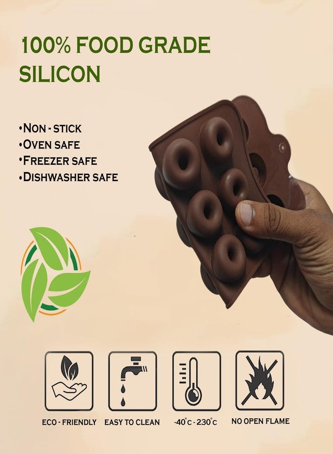 HS WORLD OF HORECA ESSENTIALS HS Small Donut Silicone Mould, Non-Stick Food Grade Silicone Mould for Chocolate, Candy, Jelly & Ice Cube (Brown) - Image 5