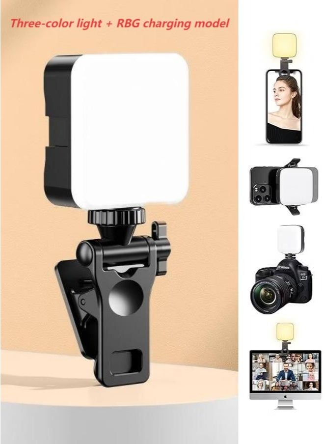 إضاءة فيديو LED RGB - 3 ألوان + أوضاع RGB - قابلة لإعادة الشحن، 5 وات، مؤشر تجسيد اللون 96⁺، 2500 كلفن - 7000 كلفن، بطارية 1200 مللي أمبير في الساعة - إضاءة جيب صغيرة متعددة الزوايا للتدوين بالفيديو، ومكالمات الفيديو، والتصوير الفوتوغرافي، والمكياج - تأثيرات إضاءة HIS كاملة الألوان - Image 1