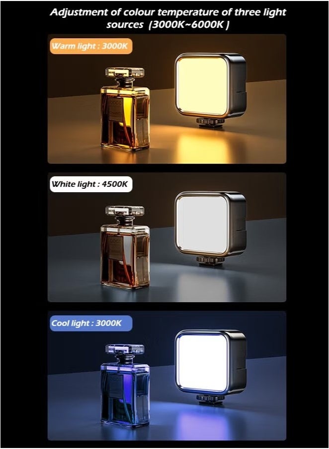 إضاءة فيديو LED RGB - 3 ألوان + أوضاع RGB - قابلة لإعادة الشحن، 5 وات، مؤشر تجسيد اللون 96⁺، 2500 كلفن - 7000 كلفن، بطارية 1200 مللي أمبير في الساعة - إضاءة جيب صغيرة متعددة الزوايا للتدوين بالفيديو، ومكالمات الفيديو، والتصوير الفوتوغرافي، والمكياج - تأثيرات إضاءة HIS كاملة الألوان - Image 2