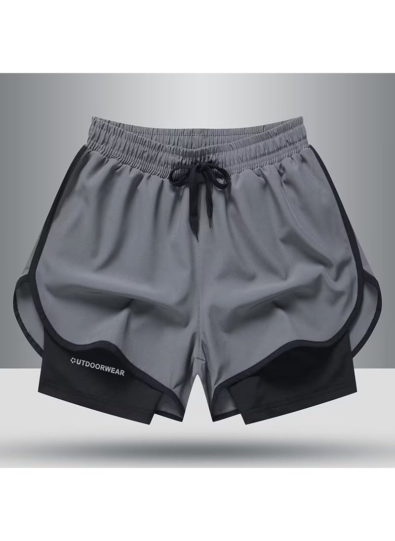 Generic Trendy Mens Casual Sports Shorts with Inner Lining Grey 