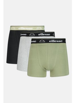Ellesse Men 3 Pieces Brand Logo Trunks, Green/Grey  - Image 1