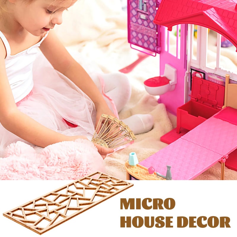 Miniature Traditional Chinese Wooden Screen Divider For Dollhouse DIY Mini Garden Landscape - Image 4