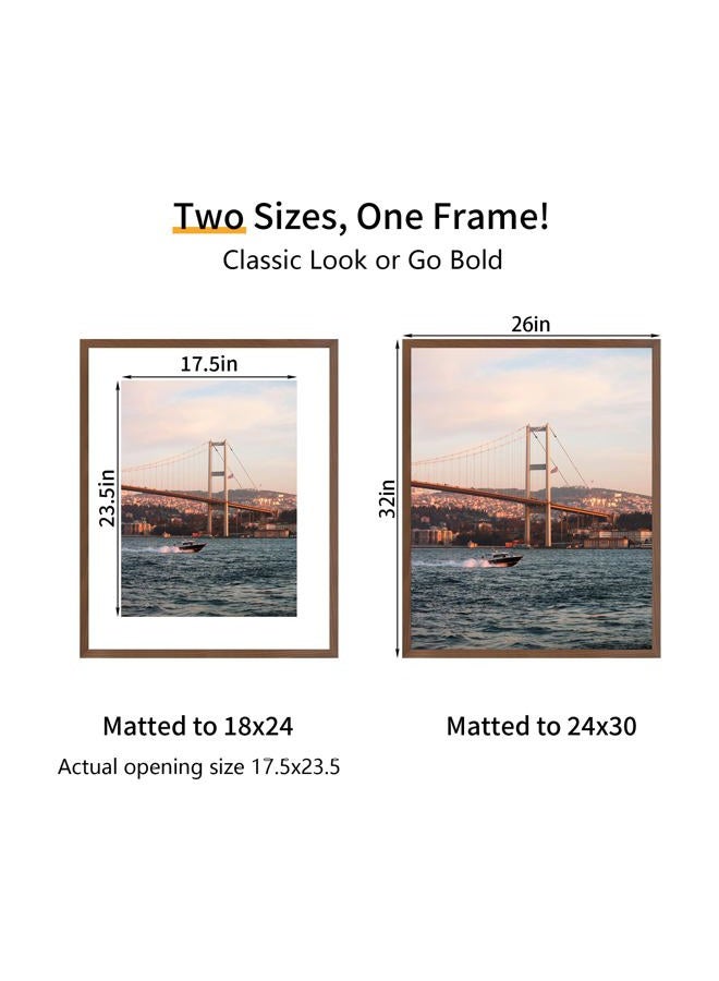 YESKAY إطار صور 24x30 - عبوة 3 قطع - إطار ملصق بني لعرض الصور 18x24 مع إطار أو 24x30 بدون إطار للتعليق على الحائط أفقيًا ورأسيًا - Image 2