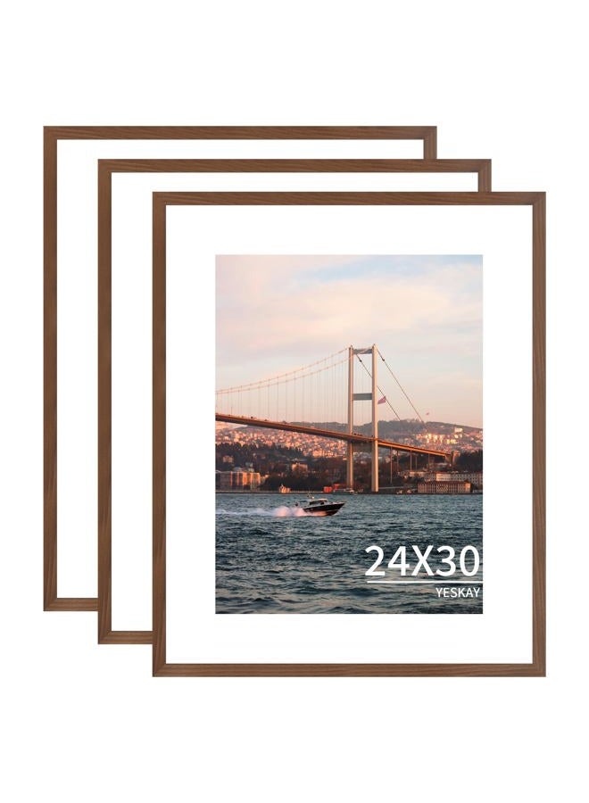YESKAY إطار صور 24x30 - عبوة 3 قطع - إطار ملصق بني لعرض الصور 18x24 مع إطار أو 24x30 بدون إطار للتعليق على الحائط أفقيًا ورأسيًا - Image 1