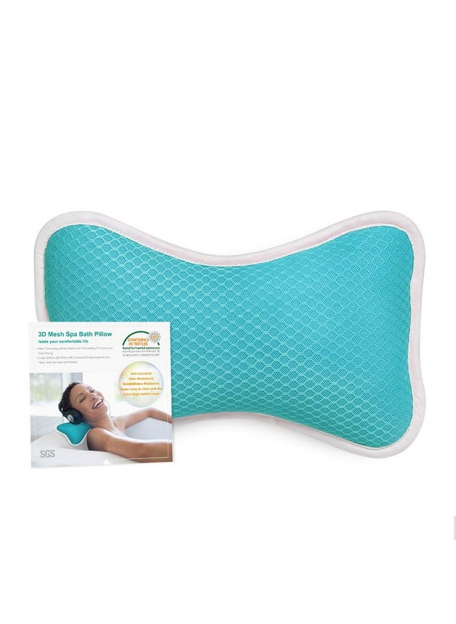 Coastacloud - Comfortable Bath Pillow With Suction Cups Supports Neck And Shoulders Home Spa Pillows For Bathtub Hot Tub Bathtub Head Rest Pillow Relax & Comfy Blue - Image 1