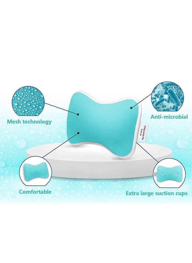 Coastacloud - Comfortable Bath Pillow With Suction Cups Supports Neck And Shoulders Home Spa Pillows For Bathtub Hot Tub Bathtub Head Rest Pillow Relax & Comfy Blue - Image 1