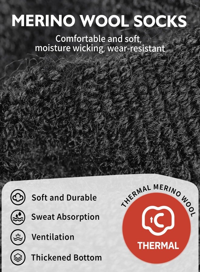 CLOSEMATE Mens Merino Wool Winter Thermal Crew Socks Cushioned Anti Blister Moisture Wicking for Hiking Sports 3 Pairs(3Black, Size L) - Image 5