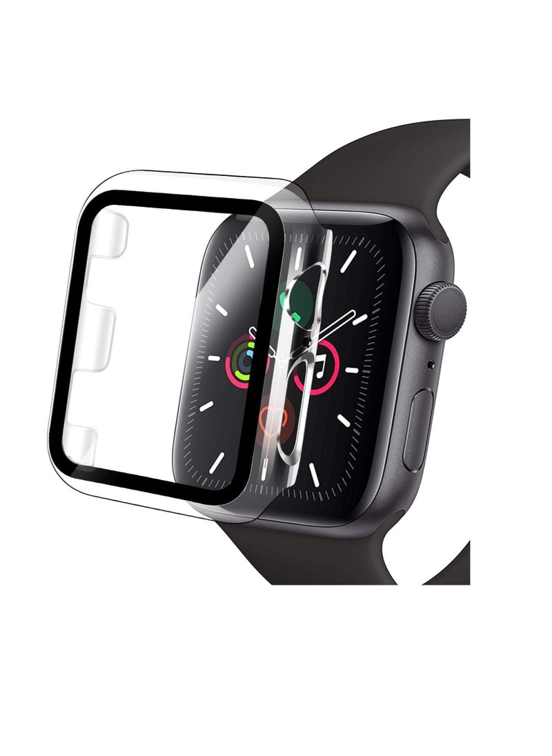 Generic - Compatible Apple Watch Case 44mm with Screen Protector Series 6/SE/5/4, Clear Hard PC Bumper Case + 9H Bulletproof Glass Screen Protector Full Protective Cover Case for iWatch - Image 1