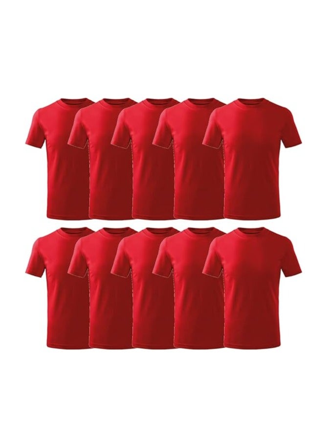 PRINTSHOP4ME 10 pcs Adult Round Neck Combed Men's T Shirt 190 GSM Pure Cotton Basic Colors  - Image 1