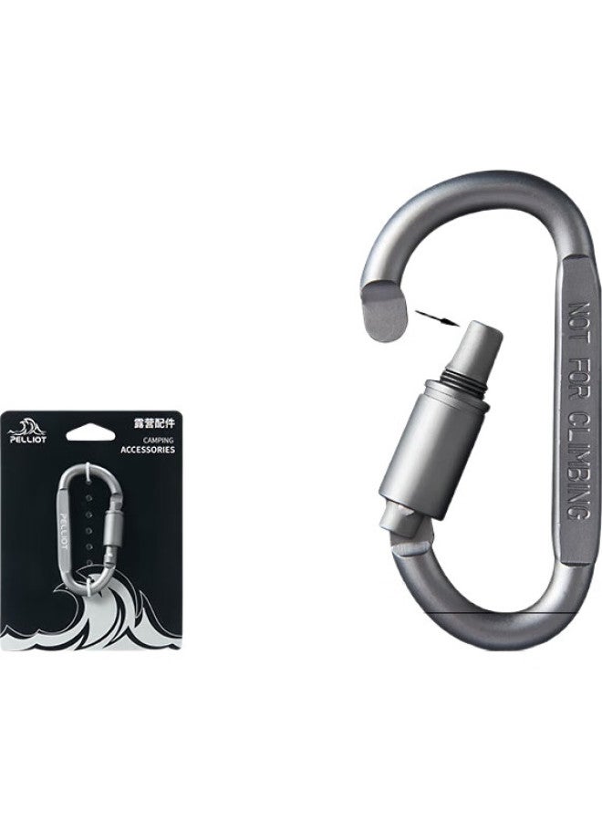 PELLIOT Outdoor D-Shaped Hook, Aluminum Alloy Hook, Portable Water Bottle Keychain, Backpack Safety Buckle, 16406841, Smoky Gray - Image 3