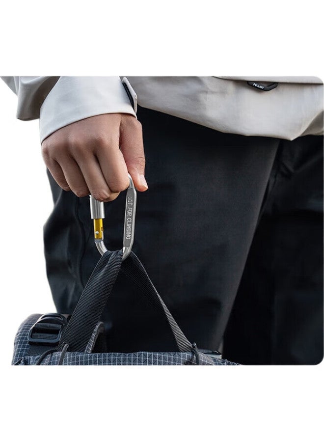 PELLIOT Outdoor D-Shaped Hook, Aluminum Alloy Hook, Portable Water Bottle Keychain, Backpack Safety Buckle, 16406841, Smoky Gray - Image 2