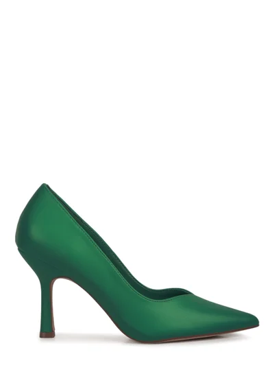 London Rag Point Toe Stiletto Heeled Pumps in Green