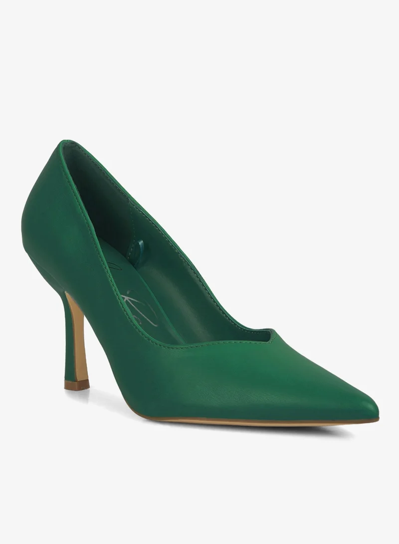 لندن راج حذاء بكعب ستيليتو مدبب باللون الأخضر