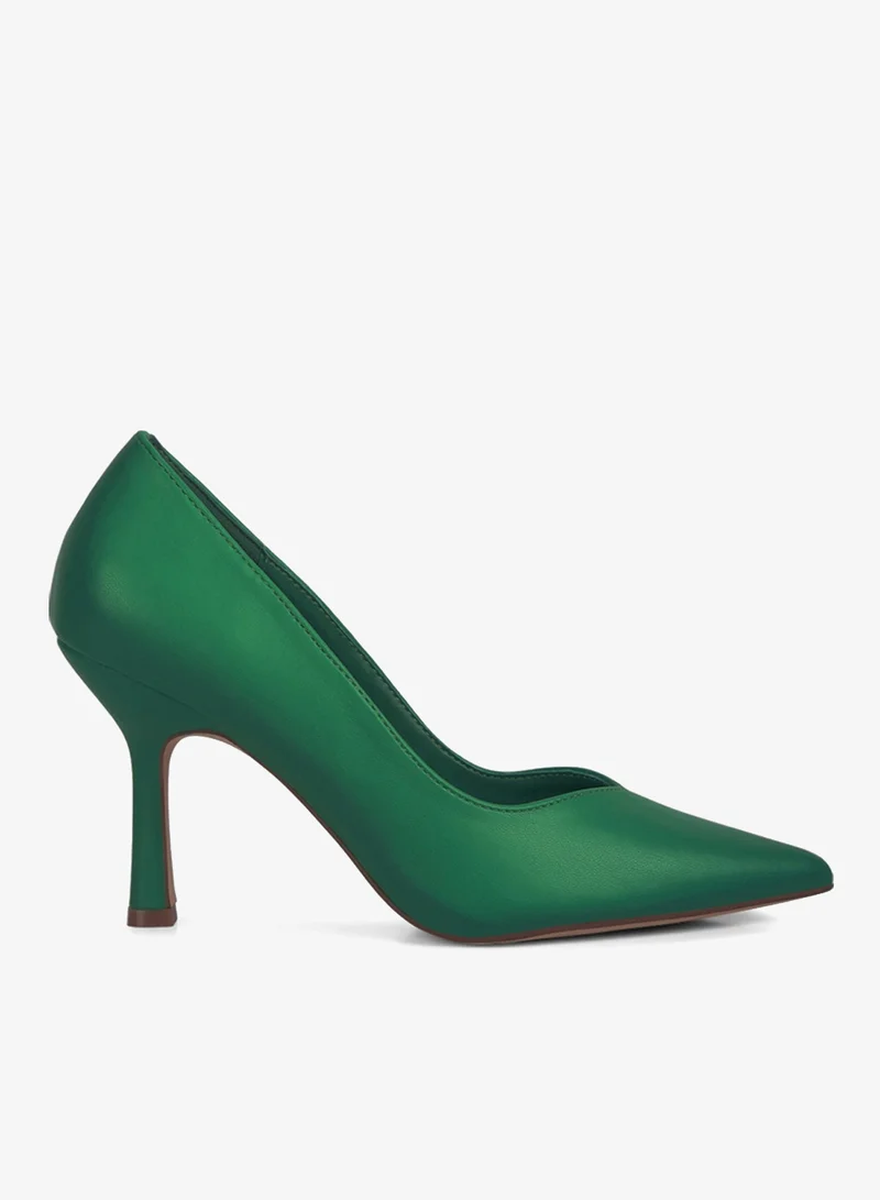 Point Toe Stiletto Heeled Pumps in Green