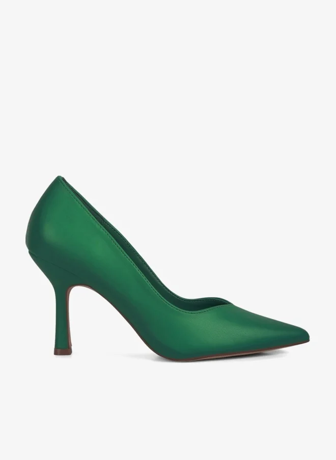 Point Toe Stiletto Heeled Pumps in Green
