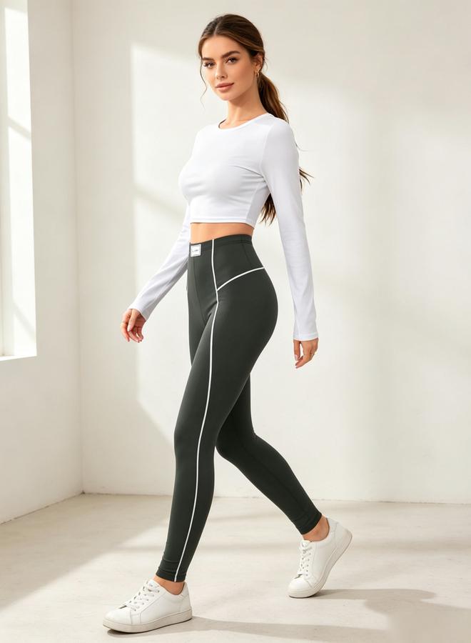 Take Two Charcoal Piping Detail Leggings - Image 4