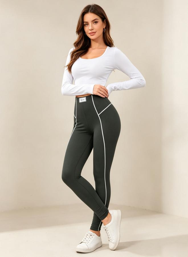 Take Two Charcoal Piping Detail Leggings - Image 3