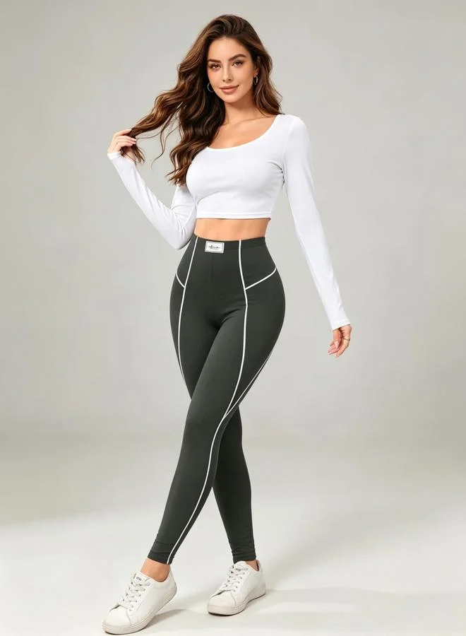Take Two Charcoal Piping Detail Leggings