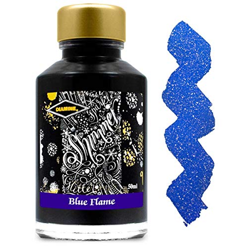 DIAMINE 50ML Blue Flame Shimmer Ink Bottle - Image 1