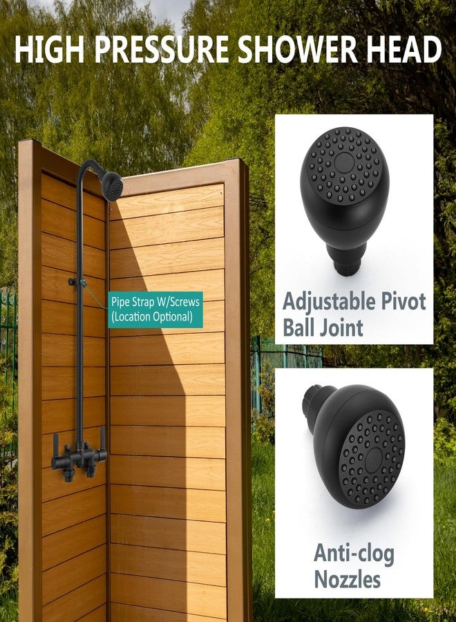 Aolemi Outdoor Shower Fixtures Kit Faucet System 3 Inch Center with Showerhead 2 Handle Exposed Shower with Brass Mix Valve Matte Black - Image 4