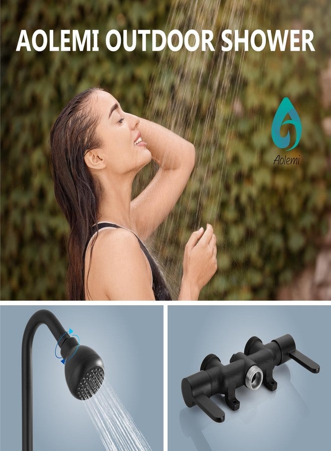 Aolemi Outdoor Shower Fixtures Kit Faucet System 3 Inch Center with Showerhead 2 Handle Exposed Shower with Brass Mix Valve Matte Black - Image 2