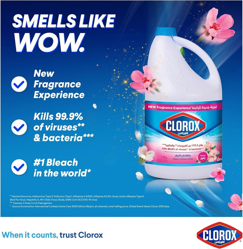 Clorox Liquid Bleach Floral Scent 3.78Litre - Image 3