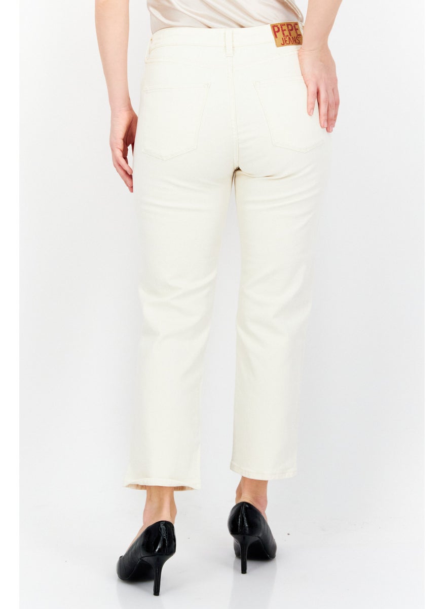 Pepe Jeans - Women Slim Fit Plain Non-Stretchable Jeans, Cream - Image 1