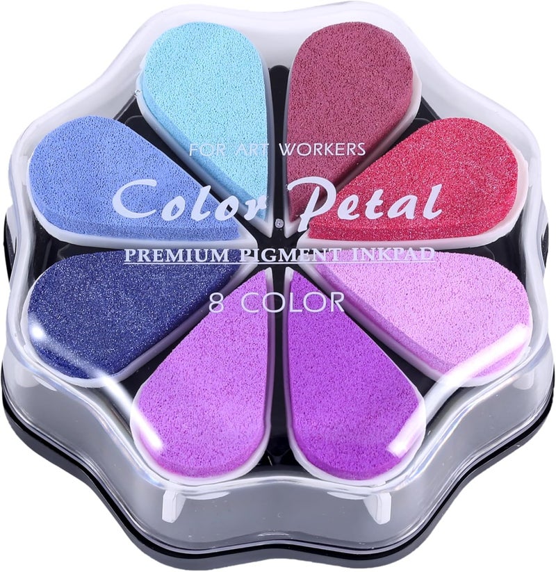 YPSelected 8 Assorted Multi Colours Waterdrop Shaped Craft Rubber Stamps Petal Ink Pads for Paper Wood Fabric (Set 1029) - Image 2