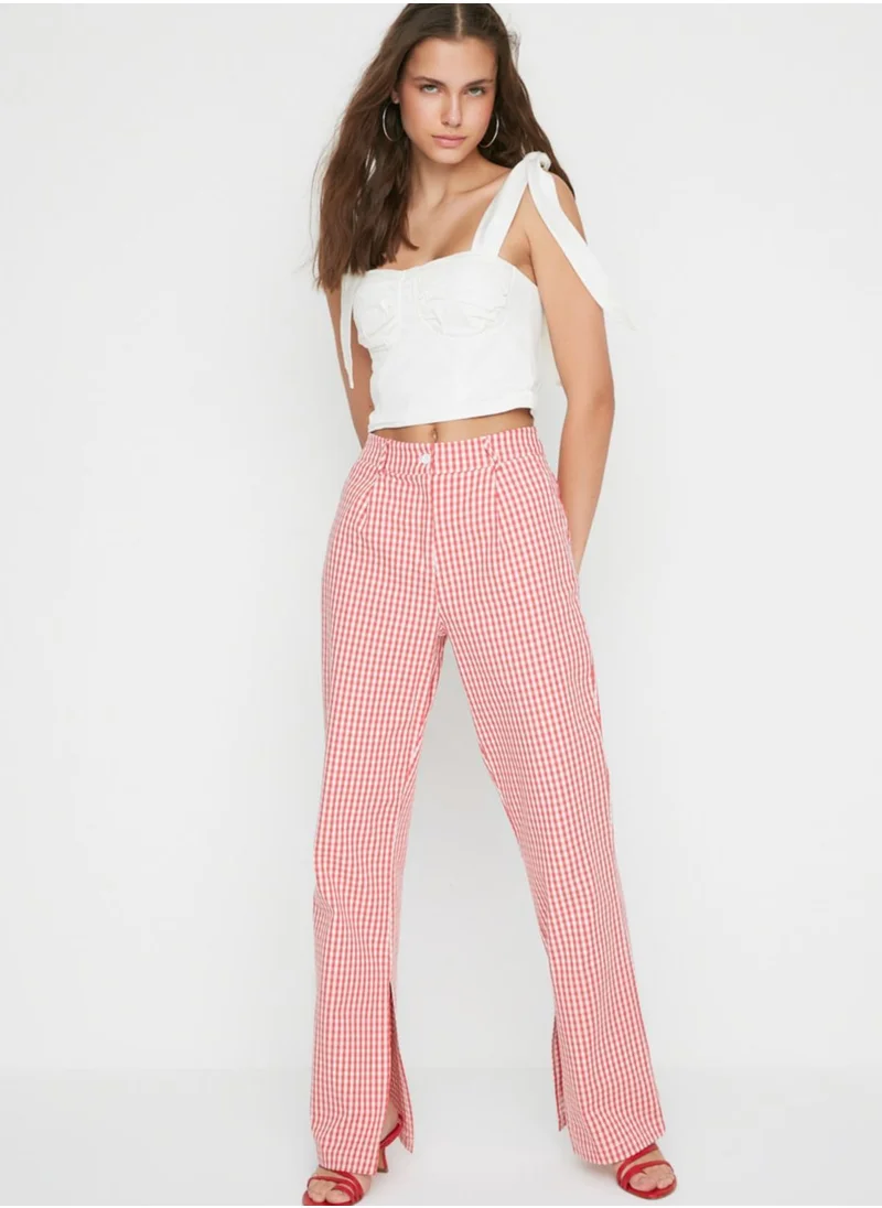 trendyol Checked High Waist Pants