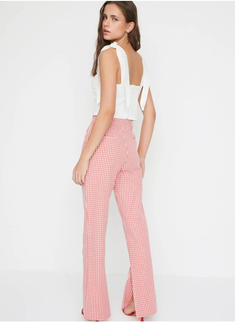 trendyol Checked High Waist Pants