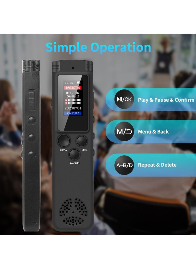 Dominy - Digital Voice Recorder, 64GB Portable Audio Voice Activated Recorder with Playback, Password, Timed Recording, Noise Reduction, 1536Kbps USB Rechargeable Tape Recorder MP3 Player for Lectures Meetings - Image 1