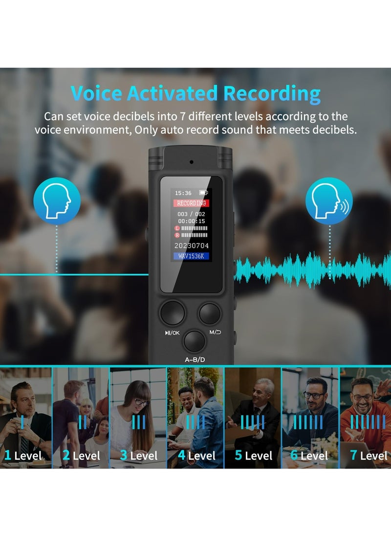 Dominy - Digital Voice Recorder, 64GB Portable Audio Voice Activated Recorder with Playback, Password, Timed Recording, Noise Reduction, 1536Kbps USB Rechargeable Tape Recorder MP3 Player for Lectures Meetings - Image 1
