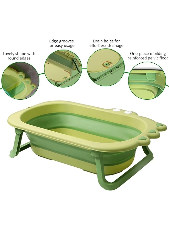 XICEN Baby Bathtub Folding Infant Bath Tub Non Slip Collapsible Kids Shower Bath Basin Foldable Portable Washing Bathing Tub Safe Large Bathtub With Drain Hole For Children Newborn Toddler Pet Travel - Image 5